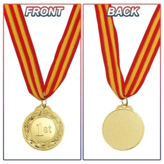 Unique Bargains Games Sports Competitions Embossed Customizable Award Medals Gold 2 Inch 12 Pcs image {3}