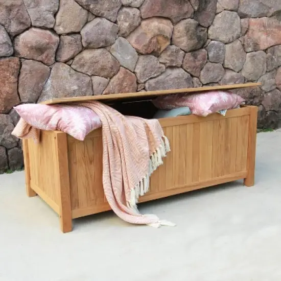 Sherwood Teak Storage Deck Box - Light Brown - Cambridge Casual image {3}