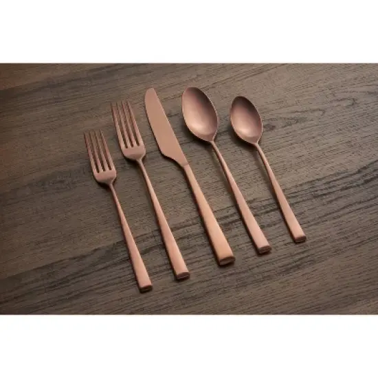 Cambridge Silversmiths 20pc Marlise Copper Satin Flatware Set: Copper Silverware, Service for 4, Dishwasher-Safe image {1}