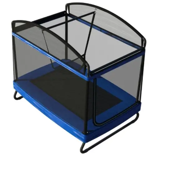 Belatt 4x6FT Rectangular Outdoor Trampoline with Safety Net &ndash; Black & Blue, for Kids and Adults image {4}