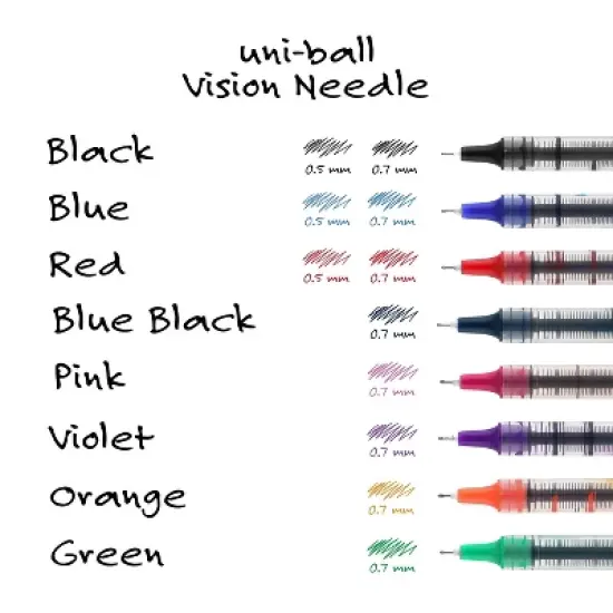 uni-ball uniball Vision Needle Rollerball Pens Fine Point 0.7mm Blue Ink Dozen (1734904) image {3}