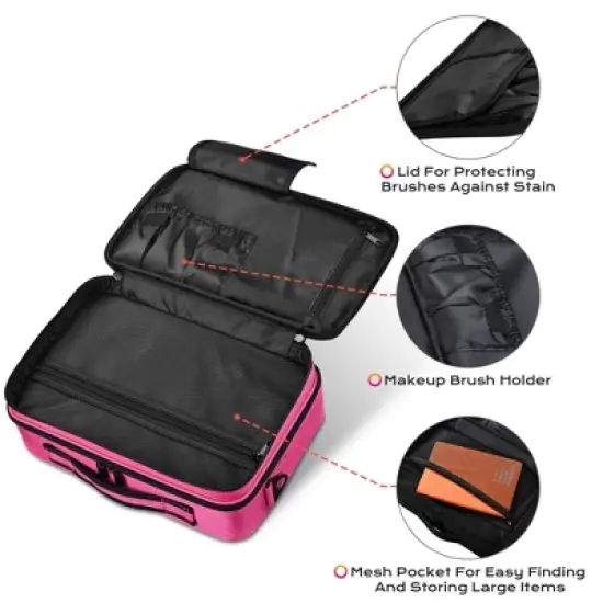 Byootique 13" Makeup Train Case Cosmetic Organized Bag Travel Storage Backpack image {5}