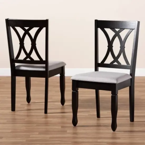 2pc Reneau Upholstered Wood Dining Chair Set - Baxton Studio image {6}