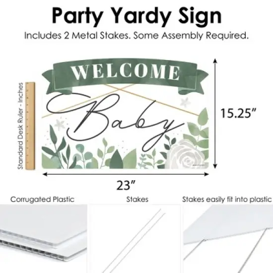 Big Dot of Happiness Boho Botanical Baby - Greenery Baby Shower Yard Sign Lawn Decorations - Welcome Baby Party Yardy Sign image {4}