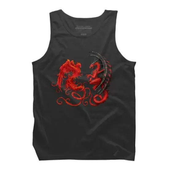 Men's Design By Humans Phoenix vs Dragon By chriskar Tank Top image {5}