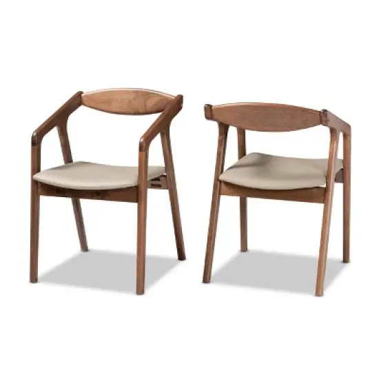 2pc Harland Faux Leather Upholstered and Wood Dining Chair Set - Baxton Studio image {10}