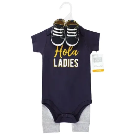 Hudson Baby Infant Boy Cotton Bodysuit, Pant and Shoe Set, Hola Ladies Short Sleeve image {1}