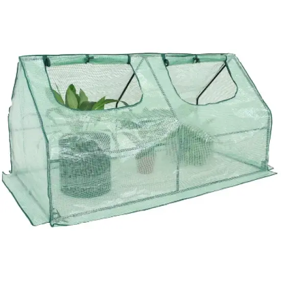 Sunnydaze Outdoor Portable Plant Shelter Mini Greenhouse with Double Zipper Doors and Cover - Green image {8}