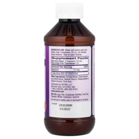 Natrol Liquid Melatonin, Berry, 2.5 mg, 8 fl oz (237 ml) image {1}