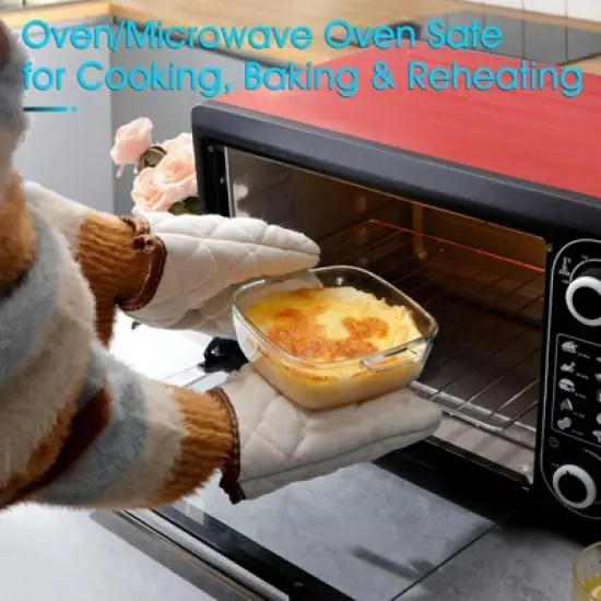 Itopfox 0.8L Glass Casserole Dish with Lid, Oven Safe Square Baking Dish, Microwave Bowl with Cover, Microwavable Cookware for Kitchen image {2}