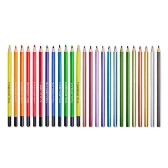 KINGART Colored Pencil Set, 24 Metallic & Neon Colors image {2}