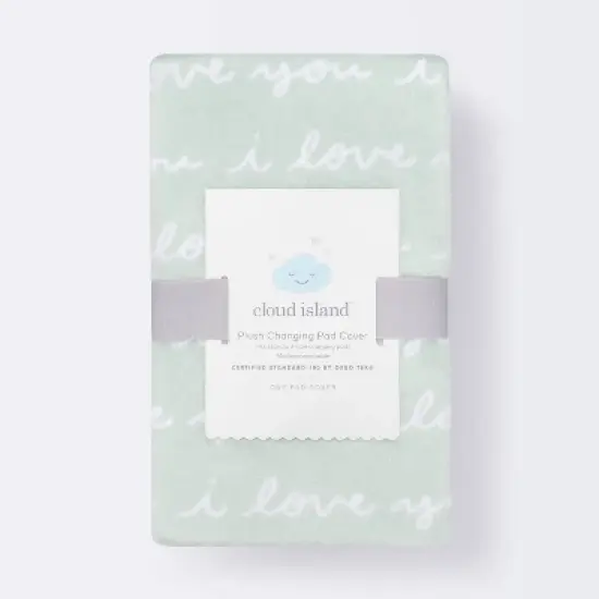 Plush Changing Pad Cover I Love You Script - Cloud Island&trade; Mint image {3}