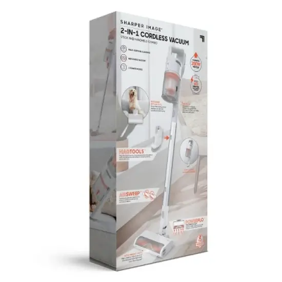 Sharper Image Stick & Handheld Combo Vacuum with 350W Motor, Cordless White: HEPA Filter, Multi-Surface, Bagless image {1}