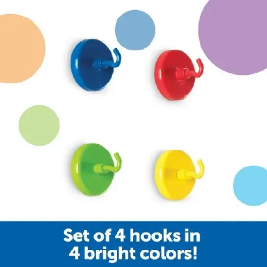 Learning Resources Super Strong Magnetic Hooks 4pc Sign Holders Classroom Hooks Teacher Supplies: Metal Teaching Aid for Kindergarten image {3}