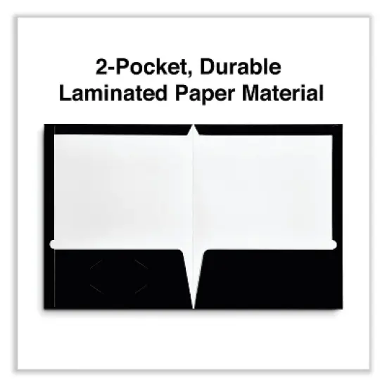 Universal Laminated Two-Pocket Folder Cardboard Paper Black 11 x 8 1/2 25/Pack 56416 image {1}