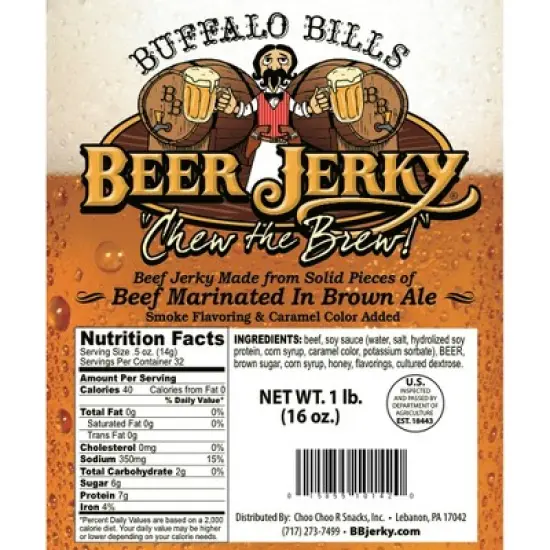 Buffalo Bills 16oz Premium Beer Beef Jerky Pieces (beef jerky marinated in Honey Brown Ale) image {1}