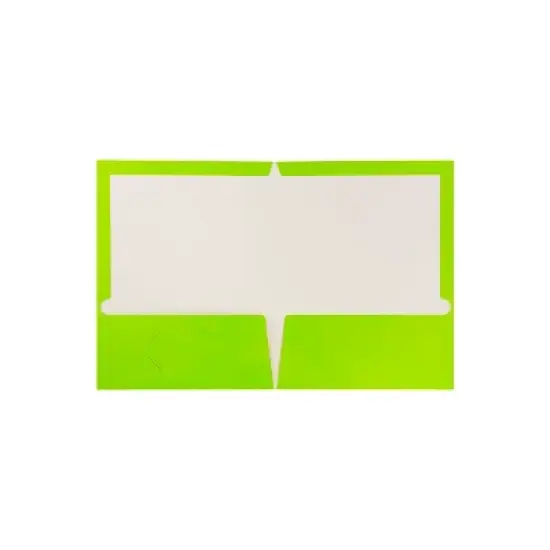 JAM Paper Laminated Two-Pocket Glossy Presentation Folders Lime Green 385GLID image {1}