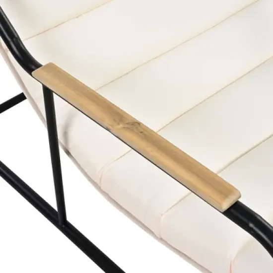 Okak 3-Piece Outdoor Chaise Lounge Set with Acacia Side Table,Lounge Chair Outdoor with Steel Frame,Patio Lounge Chairs for Poolside,Beach image {3}