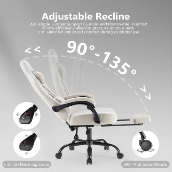 SEVOBAL Office Chair Desk Chair Computer Chair Office Chairs with Lumbar Support Swivel Rolling Easy Assembly Home Gift, Beige, 25.2"*25.4"*48.4" image {3}