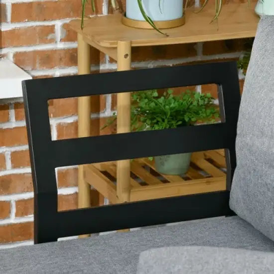 Outsunny 3 Piece Patio Furniture Set, Outdoor Sofa Set with Chaise Lounge & Loveseat, Soft Cushions, Woodgrain Plastic Table, L-Shaped Sectional, Gray image {5}