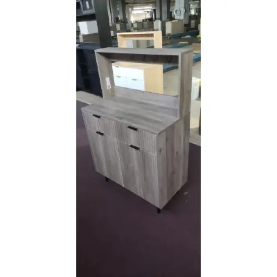 Fluted Sideboard Buffet Cabinet with Storage, Modern Coffee Bar Cabinet with Adjustable Shelves & 2 Drawers, Buffet Console Table for Kitchen Dining image {1}