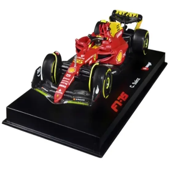 Ferrari F1-75 #55 Carlos Sainz "Giallo Modena" F1 Italian GP (2022) with Display Case 1/43 Diecast Model Car by Bburago image {2}