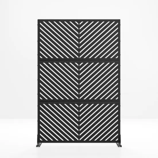 PexFix 72 in. x 47 in. Outdoor Metal Privacy Screen in Arrows Pattern in Black image {5}