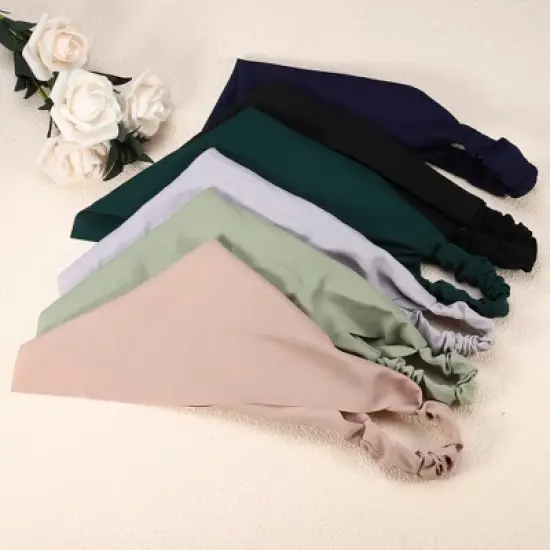 Unique Bargains Girl's Non Slip Triangle Hair Scarf Multicolour 12.6"x7.87" 6Pcs image {5}