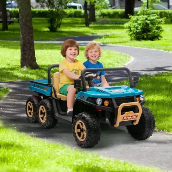 24V 2-Seater Kids Ride-On Dump Truck - Parent Remote Control, 4WD Power, Electric Dump Bed & Shovel, 6-Wheel Design for Ages 3+ image {4}