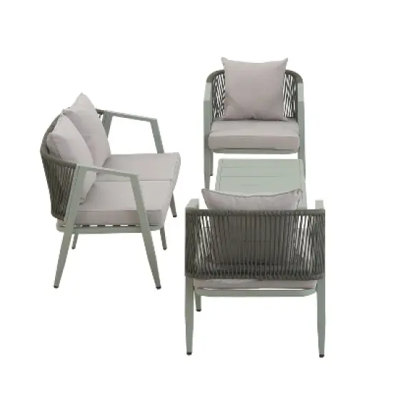 FIONECA U_STYLE Outdoor Seating Set &uml;C Durable & Comfortable Patio Furniture for Patios, Lawns, Poolside, Green image {6}