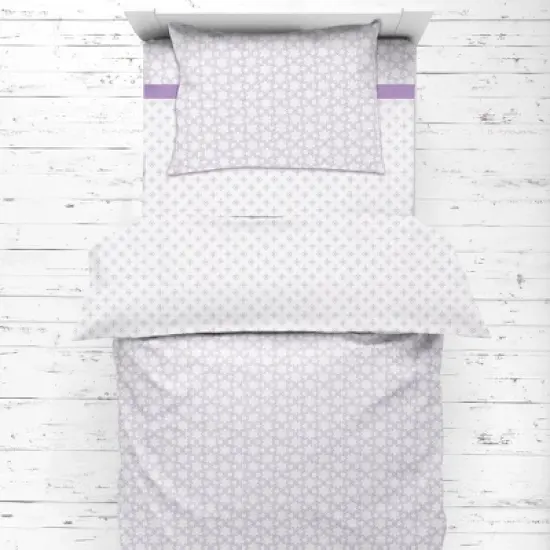 Bacati - Petals/Floral Lilac Girls Muslin 4 pc Toddler Bedding Set image {3}