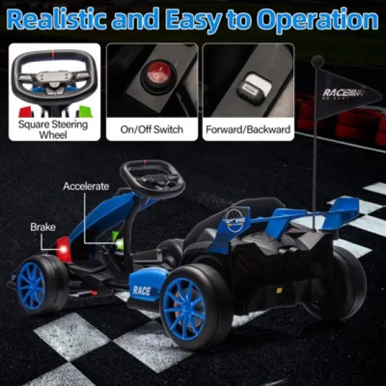 Garvee 24V Electric Go Kart for Kids Ages 6-12, 7.5MPH High-Speed Drift Car with Adjustable Seat, 2&times;200W Motors,7Ah Battery,135lbs Max Load image {4}