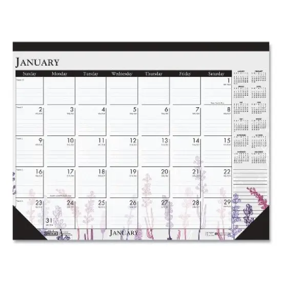 Recycled Desk Pad Calendar, Wild Flowers Artwork, 18.5 x 13, White Sheets, Black Binding/Corners,12-Month (Jan-Dec): 2026 image {7}
