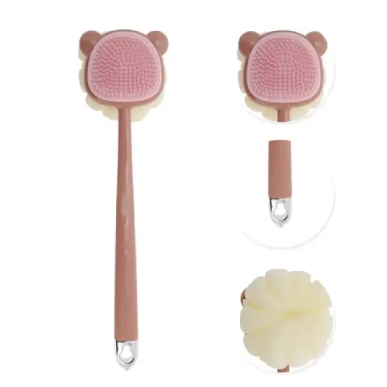Unique Bargains Cartoon Long Handle Double-sided Bath Brush 1 Pc image {2}