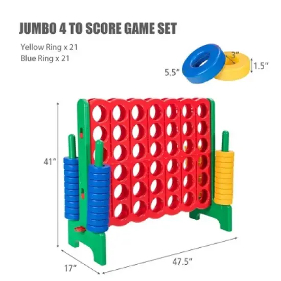 Costway Jumbo 4-to-Score 4 in A Row Giant Game Set for Family Red+Green image {5}