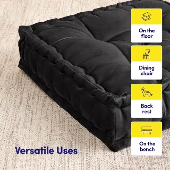 20"x20" Oversized Square Tufted Floor Pillow in Faux Velvet Fabric by Sweet Home Collection&reg; image {4}