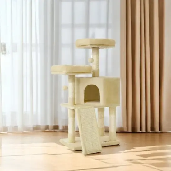 45.3-Inch Cat Tree Cat Tower for Indoor Cats with Scratching Post, Ramp, Perch, Spacious Cat Cave image {5}