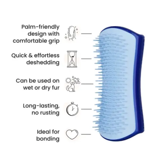 Pet Teezer Small De-Shedding Dog Grooming Brush - Blue image {5}
