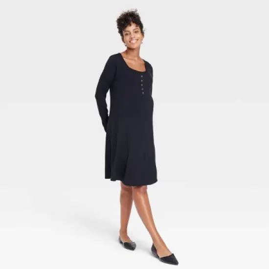 Long Sleeve Nursing Henley Maternity Dress - Isabel Maternity by Ingrid & Isabel&trade; image {4}