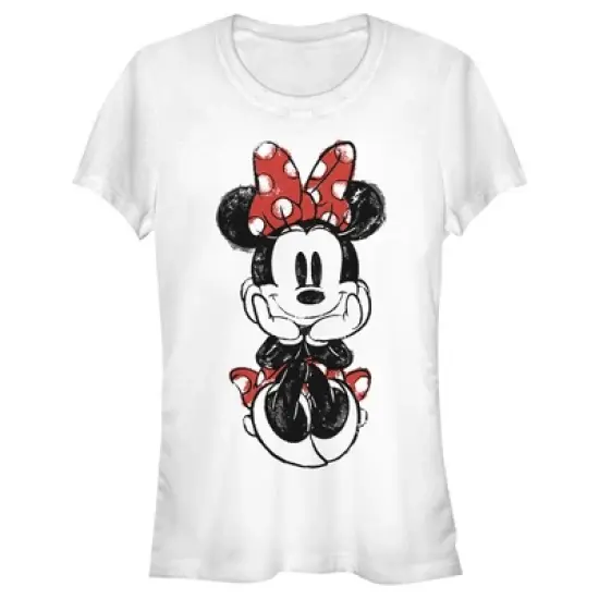 Junior's Mickey & Friends Sitting Minnie Sketch T-Shirt image {3}