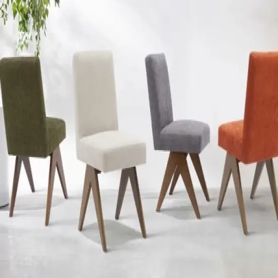 Set of 2 Morgan 18.5" Wide Upholstered Seat and Back Dining Chair With Upside Down "V" shape design Solid Wood Legs-Maison Boucle image {7}