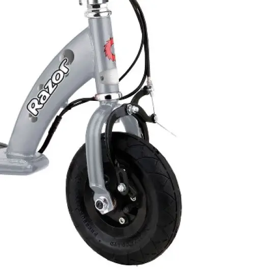Razor E100 Kids Ride On 24V Motorized Powered Electric Scooter Toy, Speeds up to 10 MPH with Brakes and 8-Inch Pneumatic Tires, Ages 8 and Up, Silver image {2}
