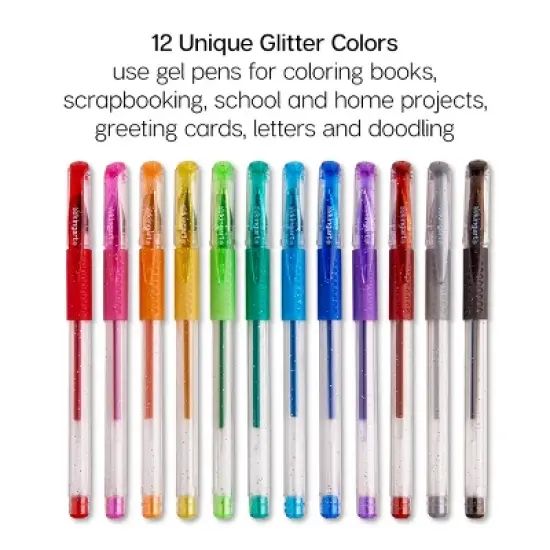 KINGART Gel Pen Set, Soft Grip, 12 Glitter Colors image {1}