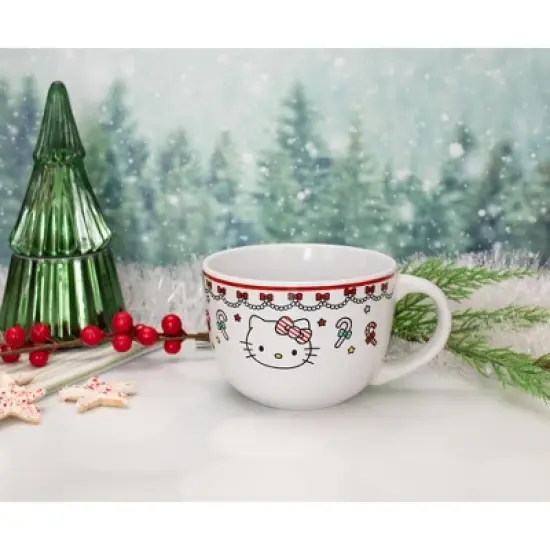 Silver Buffalo Sanrio Hello Kitty Holiday Ceramic Soup Mug | Holds 24 Ounces image {3}