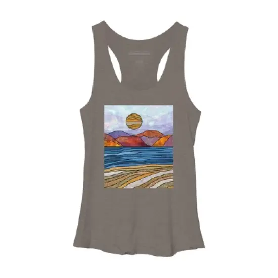 Women's Design By Humans Beach Landscape Stain Glass By Maryedenoa Racerback Tank Top image {4}