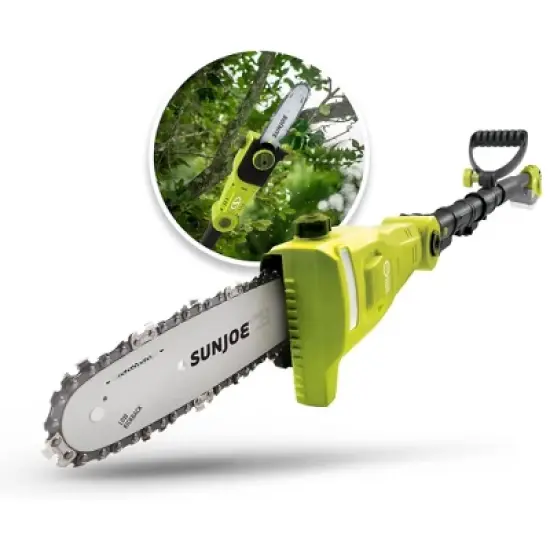 Sun Joe 24 Volt Cordless Pole Chainsaw, Electric Telescoping Tree Trimmer, Green, 4V-PS8-LTE image {6}