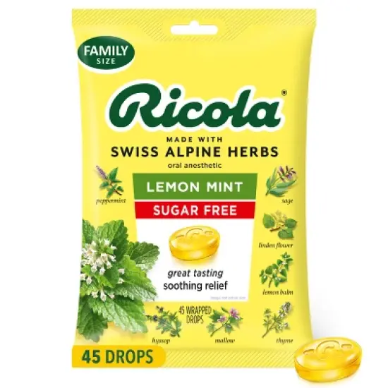 Ricola Throat Drops - Sugar Free Lemon Mint - 45ct image {8}