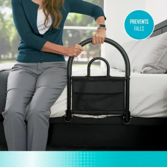 Stander Bed Rail Advantage Traveler, Folding Bed Handle for Seniors, Black image {1}
