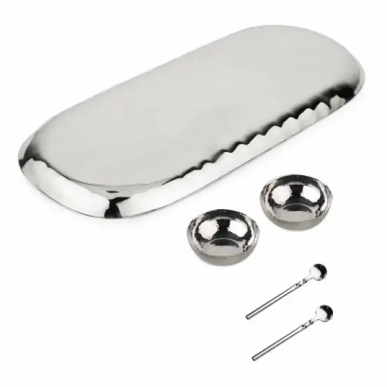 Inox Artisans Polished Hammered Stainless Steel 5 PC Condiment Set image {2}