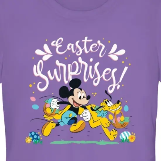 Junior's Mickey & Friends Easter Surprises Mousey and Pluto T-Shirt image {1}